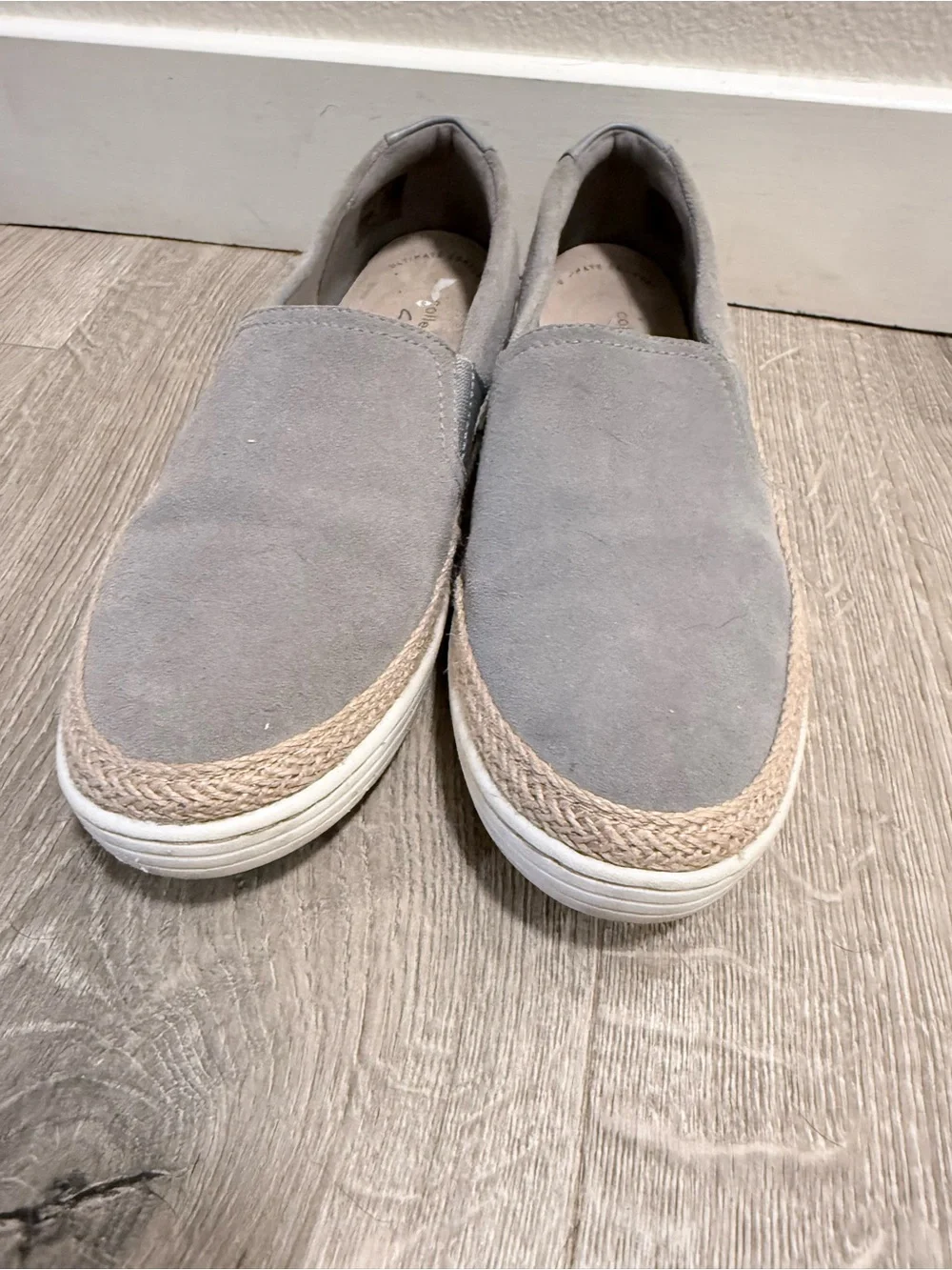 Clarks Gray Slip-On Espadrille-Trim Sneakers - Picture 3 of 6